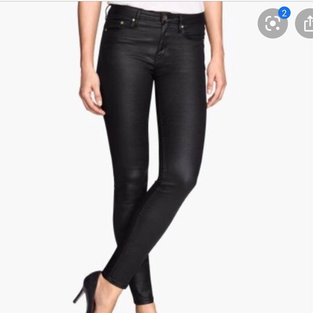 NWT! Black Coated Skinny Jeans
